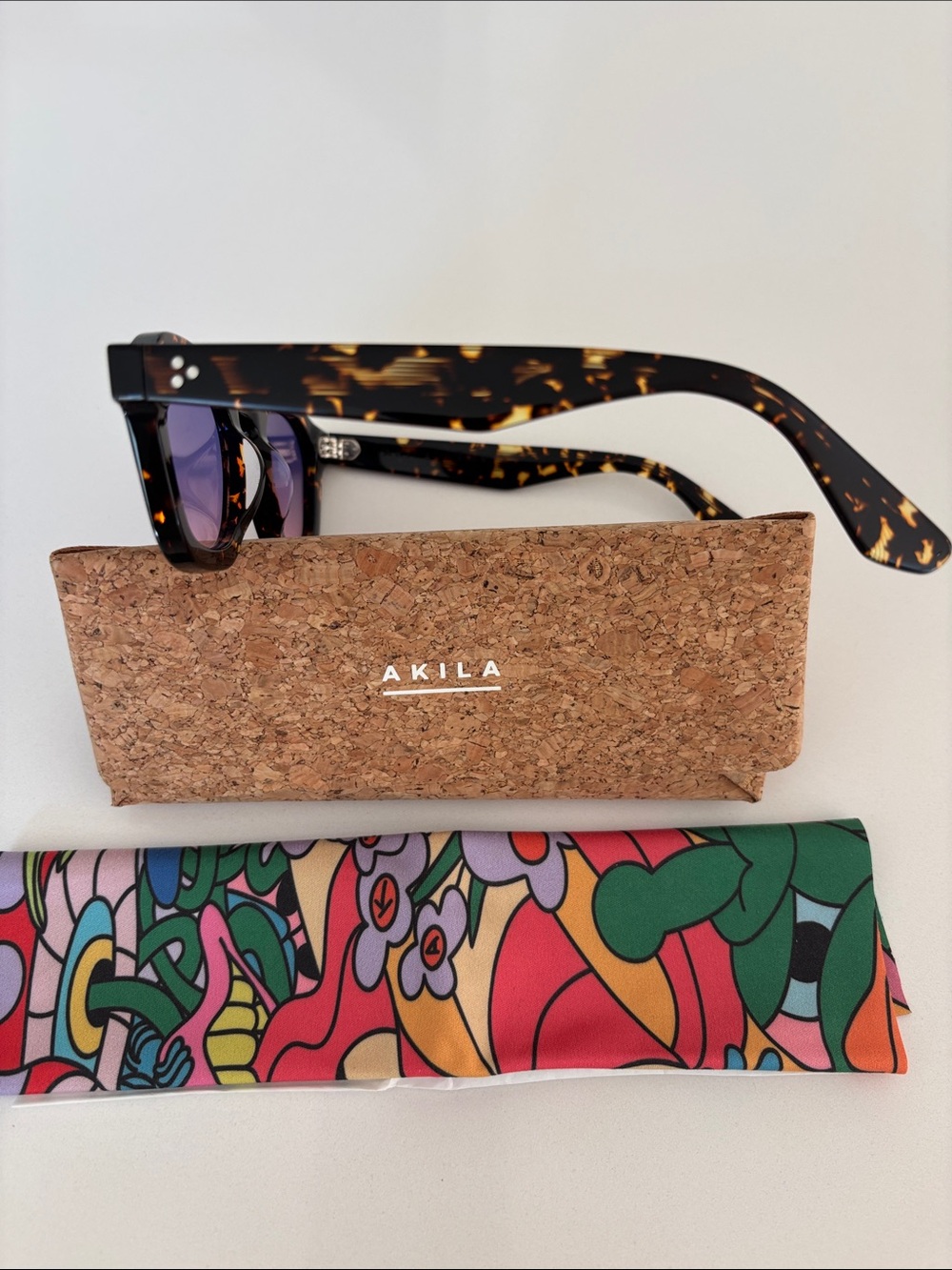 AKILA Kids Tortoise Sunglasses with Purple Lenses - Picture 3 of 3